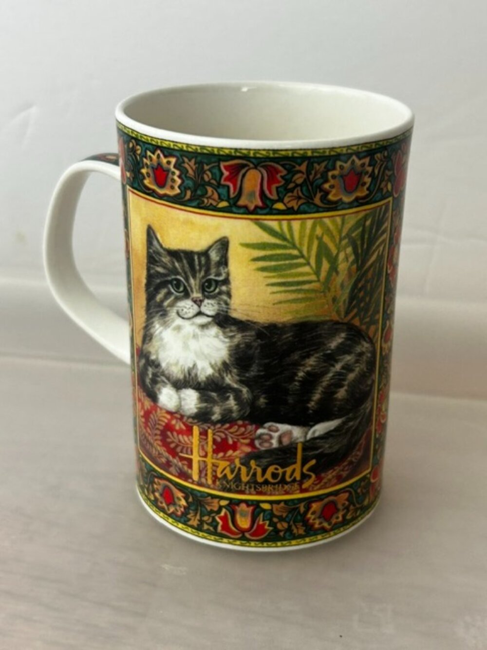 Bone China Mug from Harrods London Featuring Tabby Cat